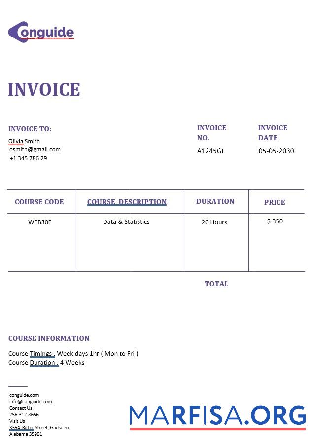 Realistic Online Courses Invoice Template